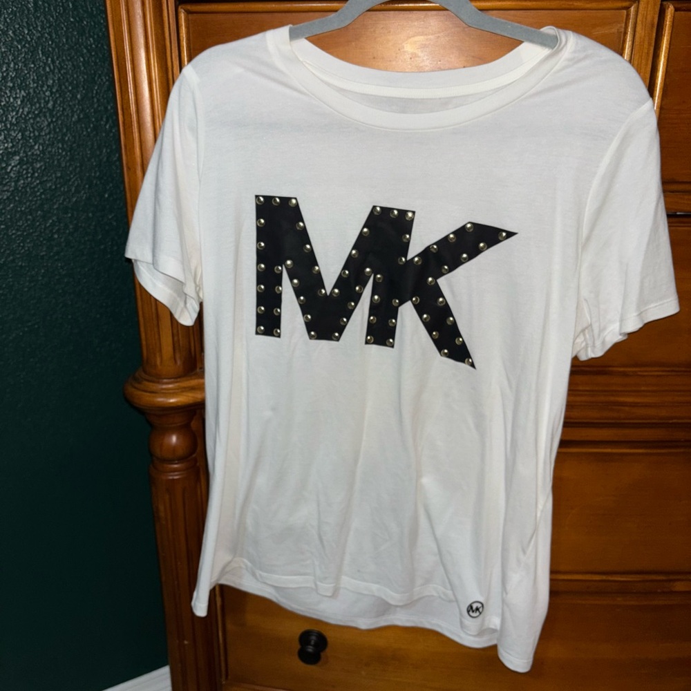 Michael Kors White T-Shirt with Black Studded Logo